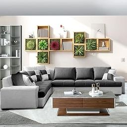 Blisscraft Alexa 7 Seater Fabric LHS Corner L Shape Sofa Set (Dark Grey-Light Grey)-picture-12