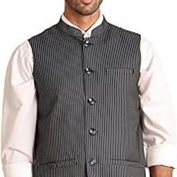 Striped Woven Nehru Jacket for Men-picture-20