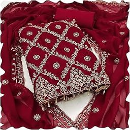 Women's Georgette Unstitched Dress Material with Embroidered Dupatta-image-16