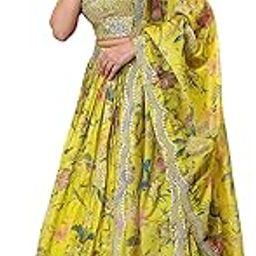Women's Print And Sequins Embroidered Organza Semi-stitched Lehenga Choli Set With Dupatta (70666-Women-Lehenga-Choli-Latest)-image-99