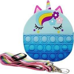 Unicorn Pop it kids Sling Bag - Crossbody Bag for Kids, Pop It Fidget Toy Shoulder Bag, pop it side bag, Unicorn Pop It Bag for Girls, Unicorn Sling Bags for Girls (Blue)-image-52