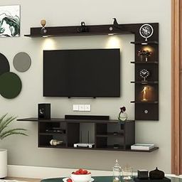 SOAMI; CARVING THE FUTURE OF WOODS LED Light TV Unit Wall Mounted TV Unit Wall TV Cabinet TV Stand for Living Room, Set Top Box Stand - Wenge (D.I.Y - Do-It-Yourself) Ideal for up to 55" inches-image-94