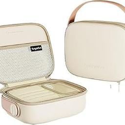 JUPREV Makeup Organizer Bag for Women, Girls & Bride - Travel Cosmetic Kit Storage Organiser | Luxury Large Capacity Portable Travel Skincare Product Storage Bag (Cream)-image-94