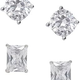 Jewellery Combo of 2 Silver Stud Earrings - Small Round & Rectangle Cubic Zirconia For Men & Boys (EYC15-PTE495_Z)- For Men & Boys Stylish Latest-image-51