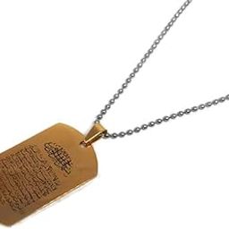 Ayatul Kursi Quran Stainless Steel Pendant Necklace w/Chain AMN097 Islam Muslim Fashion Jewelry-image-39