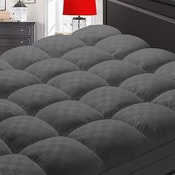 SameBed Mattress Topper Twin,Extra Thick Mattress Pad Cover for Back Pain,Cooling Mattress Protector with 8-21 Inch Deep Pocket,Overfilled Down Alternative Filling,Grey-11