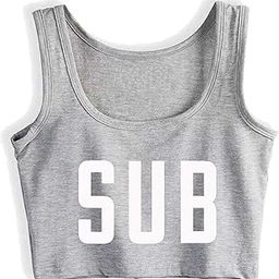 SUB Naughty BDSM Submissive Slave Kink Roleplay Crop Top Woman Cotton Tank Top Vest-image-52