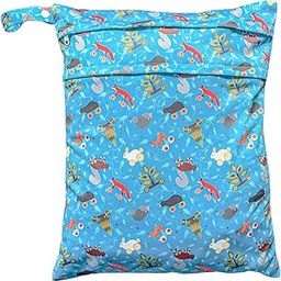 Waterproof Wet Dry Bag, Washable, Reusable for Wet Baby Cloth Diapers, Essentials, Travel, Beach, Gym Bag for Swimsuits, Wet Clothes, Toiletries etc. with 2 Pockets. (Blue)-image-38