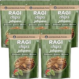 Conscious Food Ragi Chips | 50g | Wholesome & Crunchy Snack | Made with 100% Natural Ragi | Gluten-Free & Preservative-Free | High Fiber | Made with cold-pressed Sunflower oil | Pack Of 5-image-15