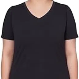 mlada V-Neck Cotton Half Sleeves Tshirt for Women | Stretchable Regualr Fit Solid Cotton Tshirts | Casual Half Sleeves Tshirts for Women Office Wear | Solid Round Neck Tshirt-picture-3