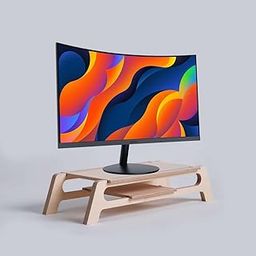 ANAIZA Wooden Monitor Stand Riser for Desk – Ergonomic Laptop, PC, Computer Stand with Storage Organizer | Desktop Screen Riser for Office & Home | Natural Wood Finish-image-51