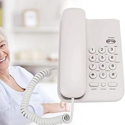 Landline Corded Telephone, No AC Power Required Landline Wired Telephone Landline Telephone, Retro Classical Telephone Landline, Big Button for Hotel Home Office, for KX T3026CID Basic(White)-13