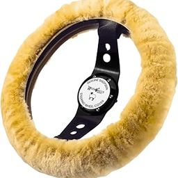 ANDALUS Car Steering Wheel Cover, Fluffy Pure Australia Sheepskin Wool, Universal 15 inch (Beige)-image-23
