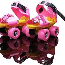 whizzymart Latest Designed Roller Skates with Front Break for Kids Age Group 4-12 Years Adjustable Inline Skating Shoe (Pink Or Yellow Color)-5