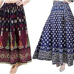 Women's Combo Jaipuri Sanganeri Print, Rajasthani Jaipuri Women Long Mandala Hand Block Fashion Skirt. (4)-image-21