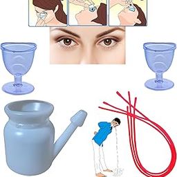 Widely Pure Jal Neti Pot Lota 500ml and 2 Eye Wash Cup and 3 Rubber Sutra neti combo pack with user manual-17