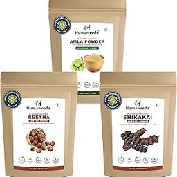 Humanveda Natural Amla, Reetha, Shikakai Powder | Each 100g (Pack of 3) | for Hair Growth & Hair Mask | Herbal Hair Care | Combo Pack-image-52