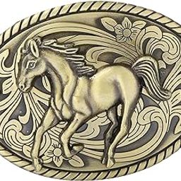 Western Belt Buckle Antique Horse Pattern Belt Buckle Leather Belt Accessory | Belt Buckles-image-17