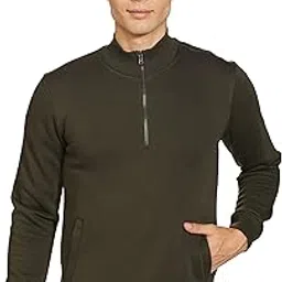 amazon brand - symbol Men Cotton Rich Light Weight Mock Neck Sweatshirt (Regular Fit)-picture-22