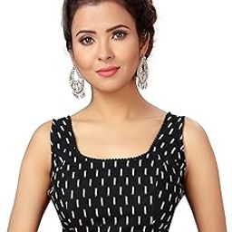 Women's Ikat Cotton Readymade Saree Blouse with Sleeveless-image-95