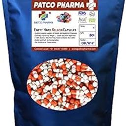 Patco Pharma Size 4 Orange/White Hard Gelatin Capsules (1000 Count) - GMO-Free, Gluten-Free, cGMP Certified for Powder Filling-13