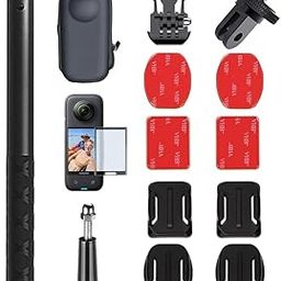 ADOFYS Accessory Kit Compatible with Insta360 One X3 with Invisible Selfie Stick, Portable Case, Screen Protector and Adhesive Mounts-18