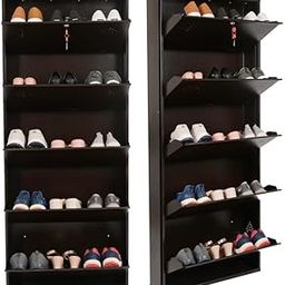 Aavatar 5 Door Brown 26 Inch Wall Mounted Modern Shoerack Metal Shoe Rack | Pre-Assembled Shoe Rack Shelves, Pack of 1 (63 x 26 x 6 Inch, Brown)-20