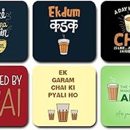 RADIQORE Coaster Set of 6 Beautiful Wooden Tea Coasters with Coaster Stand Designer Coaster Set fit for Tea Cups, Coffee Mugs and Glasses, 6 pc Round 3.5 x 3.5 inch (Design 2)-image-26