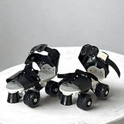 whizzymart Latest Designed Roller Skates with Front Break for Kids Age Group 4-12 Years Adjustable Inline Skating Shoe (Black and White)-7