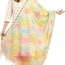 Women's Rainbow Hued Embroidered Kota Doria Dupatta-picture-27
