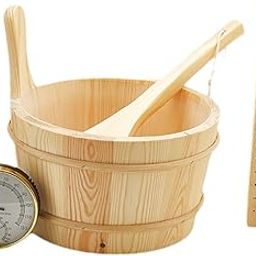 Enakshi (LABEL) Creations Wooden Sauna Bucket and Ladle Bath Accessories for Sauna Room Bathroom SaunaHome & Garden|Yard, Garden & Outdoor Living|Pools & Spas|Saunas-picture-20