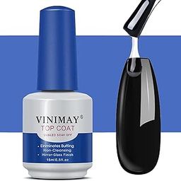 VINIMAY Professional Gel Polish Shiny Top Coat 15ml, No-Wipe with High Gloss Shiny & Long-Lasting Top Coat Gel, Soak Off UV/LED Cured Nail Gel for DIY Professional Manicure and Nail Salons-14