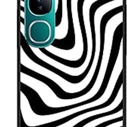 NDCOM for Vivo Y300 Back Cover | Premium Vivo Y300 Cover | Stylish Protection for Vivo Y300 5G Back Cover Black and White Illusion Printed Metal Case-image-85