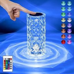 Desidiya Crystal Lamp,16 Color Changing Rose Diamond Table Lamp, USB Rechargeable Led Strip Lighting Touch Bedside Night Light with Remote Control-89