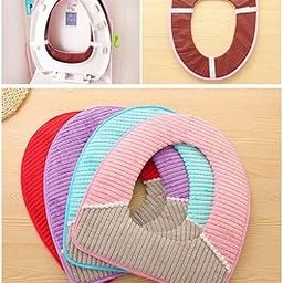 TORMUND Toilet Seat Cover Pads Washable Toilet Seat Cushion Western Toilet Seat Cover Toilet Lid Soft & Comfy Flannel Toilet Lid Toilet Seat Cushion Toilet Mat Pad Bathroom Warmer Multicolor-image-19