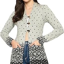 Women Self Designed V Neck Full Sleeve Cape-AJK-112-White-image-77