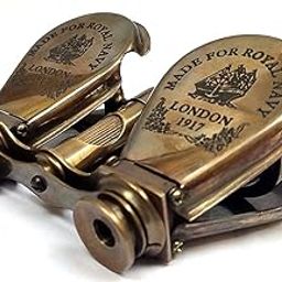 VETERIS Vintage Antique 1917 Brass Travelling Telescope Binoculars, Vintage Item, Nautical Brass Binocular Powerful Lances-17