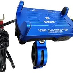 BOBO BM2 Aluminium Waterproof Bike/Motorcycle/Scooter Mobile Phone Holder Mount with 2.5A USB Charger, Ideal for Maps and GPS Navigation (Blue)-16