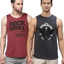 Stylish Cotton Printed Vest for Men | Round Neck, Slim Fit, Sleeveless T-Shirt Vest for Men | Casual Innerwear Sando for Men & Boys - Perfect for Gym Workouts, Vacations, and Beaches (Pack of 2)-picture-3