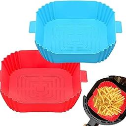 POSTEN Silicone Air Fryer Liner, Square Basket, Heat Resistant Easy Cleaning Oven Accessory, Reusable Bowl(2, Squre Air Fryer Silicone)-image-90