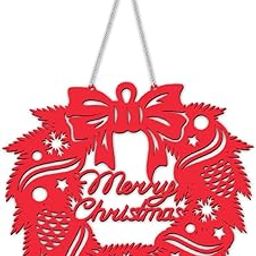 100yellow® Christmas Wreaths Hanging Door Sign for Home Decorations |11 X 10.2 Inches | Red|PACK OF 3-image-37