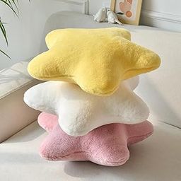 Star Shaped Plush Decorative Pillows, Soft Cushions for Home Decor, Set of 3, Yellow White Pink-image-38