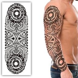 S.A.V.I Full Arm Temporary Tattoo for Men – Large 48x17 cm Black Tribal Design – Waterproof, Long-Lasting, Safe & Non-Toxic – Easy to Apply & Remove – Body Art for Party, Events, Photoshoot-image-89