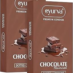 eyurva Dotted & Lubricated Condoms for Men, Chocolate Flavored, Long Lasting, Lubricated Latex Condoms(20Pcs), Pack of 2-5