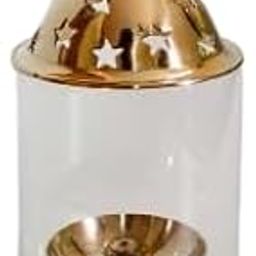 Brass Diya with Glass Cover and Star Design Lid for Pooja | Oil Lamp for Mandir | Decorative Brass Deepam with Chimney Cover | Traditional Indian Temple Diya-image-5