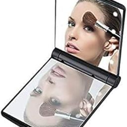 Tendula Small Portable Pocket and Travel LED Mirror Compact Cosmetic Folding Makeup LED Light Mirror with 8 LED Lights (Multi Color)-4