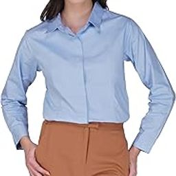 Women's 100% Cotton Regular Fit Full Sleeves Solid Formal Shirt | Formal Shirts for Women | Woman Formal Shirt | Stylish Shirts for Women-image-47