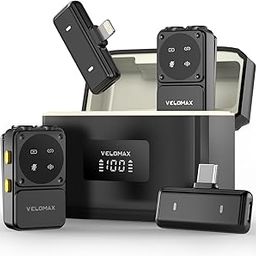 VELOMAX Wireless Mic for Youtubers with One-Click Noise Reduction,Mic for YouTube Wireless with 40H Charging Case,mic Wireless-1