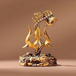 Shivji Trishul Standing with Damru Statue/Idol for Car Dashboard,Pooja Room,Decoration,Homedecor,Gifts,Temple, (Antique) (Gold)-image-12