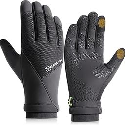 Winter Riding Gloves Women Men Outdoor Thermal Fleece Liner Water-Resistant Windproof Touchscreen Anti-Slip Stylish Gloves for Cycling Hiking Running-image-34